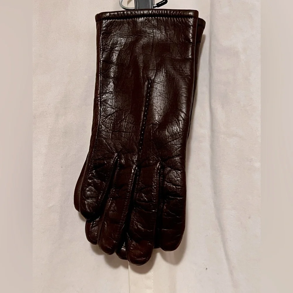 Fownes Dark Brown Leather Gloves Womens Sz 8 Super‎ Soft